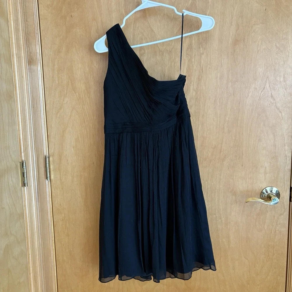 J‎ CREW SHORT DRESS SILK CHIFFON FORMAL 4 KYLIE ONE SHOULDER Black #41825